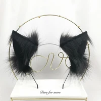 new black wolf ears hairband lolita girl animal style hair anime carnaval acessorios for women scrunchie headwear hand work