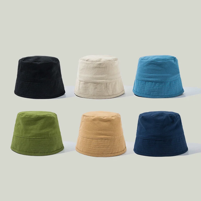 

2020 New Solid Color Retro Bucket Hat Basin Hat Men And Women Street Trend Pure Cotton Fisherman Hat Sun Prevent Hats