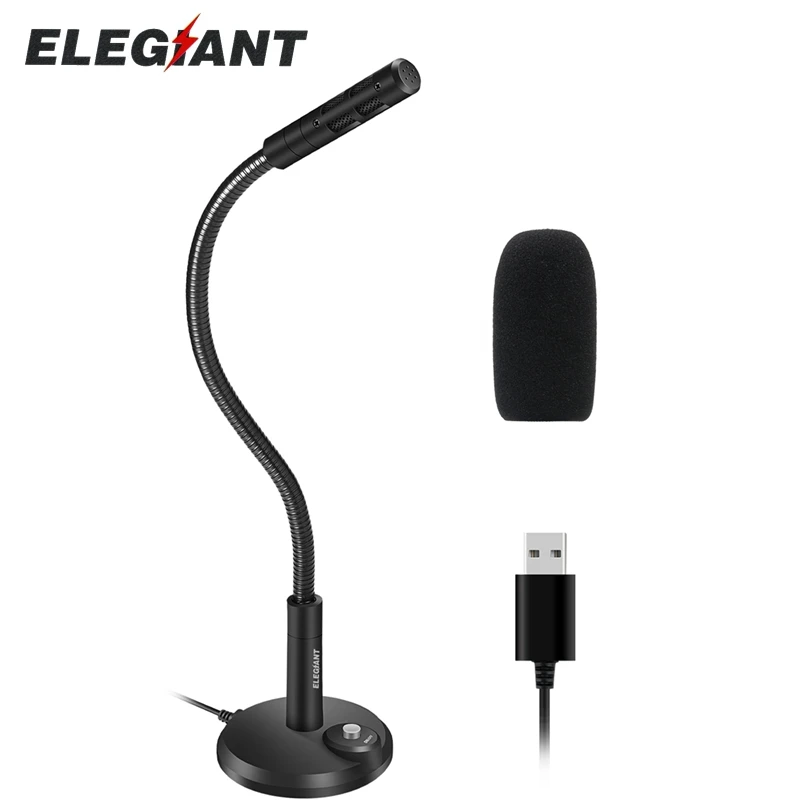 

ELEGIANT EGM-01 USB Microphone Stand Mini Condenser MIC Switch Live Steam Video Computer Video Conference for Laptop Windows PC