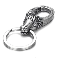 stainless steel key chains horse head spring fastener key ring unique car keychain key finder mens accessories