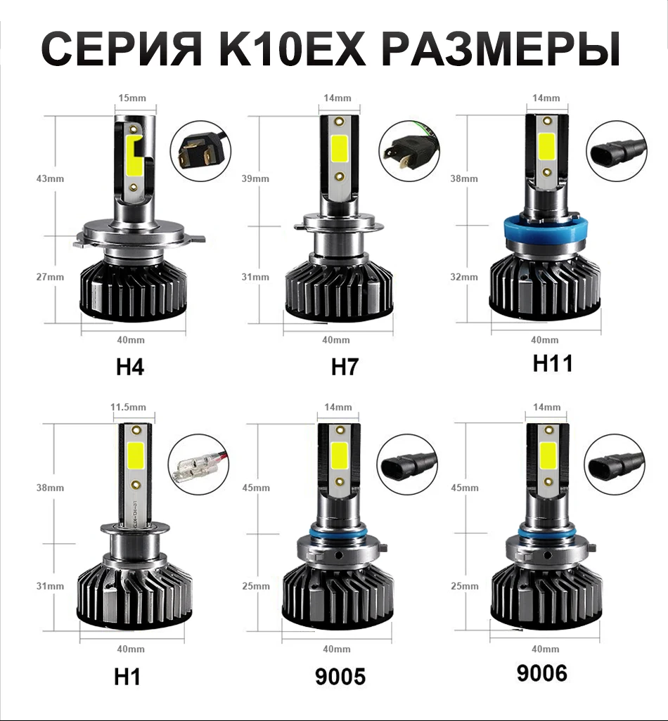 Hlxg Светодиодные лампы K5 H1 Led H7 h4 Лед H11 H8 9005 HB3 9006 HB4 Smd Чип лампочки головного света ближний свет дальний свет светодиодные противотуманные лампы диодные дневные ходовые огни 12В 24В