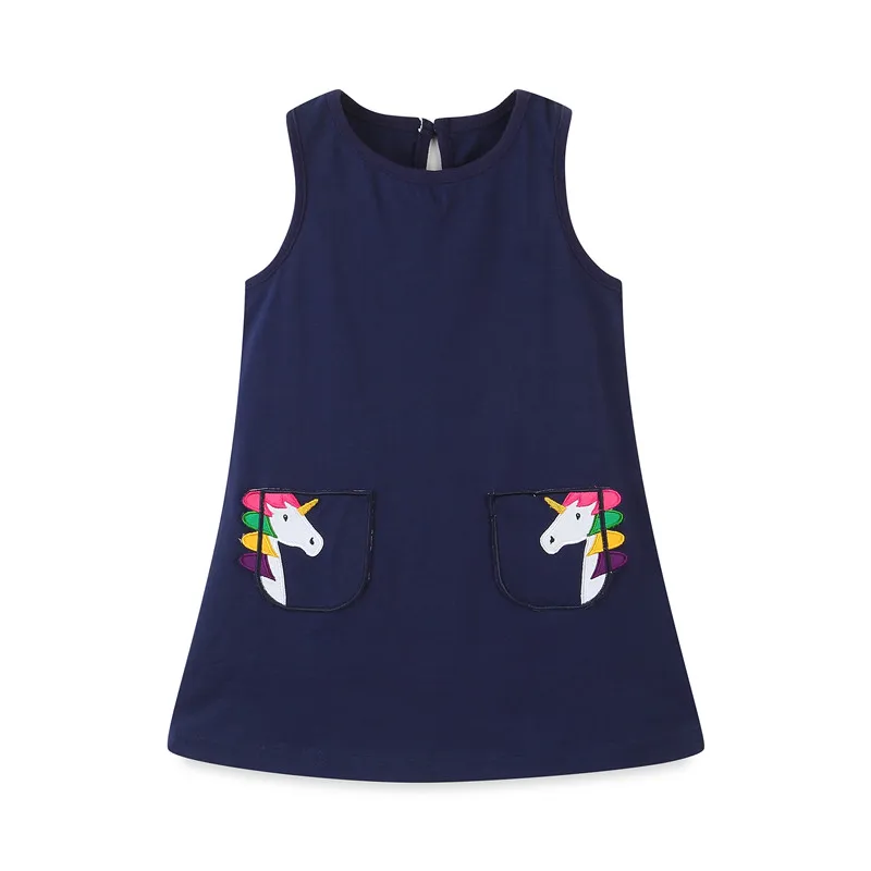 

Jumping Meters Summer Cotton Sleeveless Unicorn Dresses for Baby Girls Fashion Cute Kids Casual Clothing Princess Dress