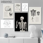 Хэллоуин Художественная печать скелеты плакат минималистский стена галерея стильный принт череп холст картины абстрактные картины Домашний декор
