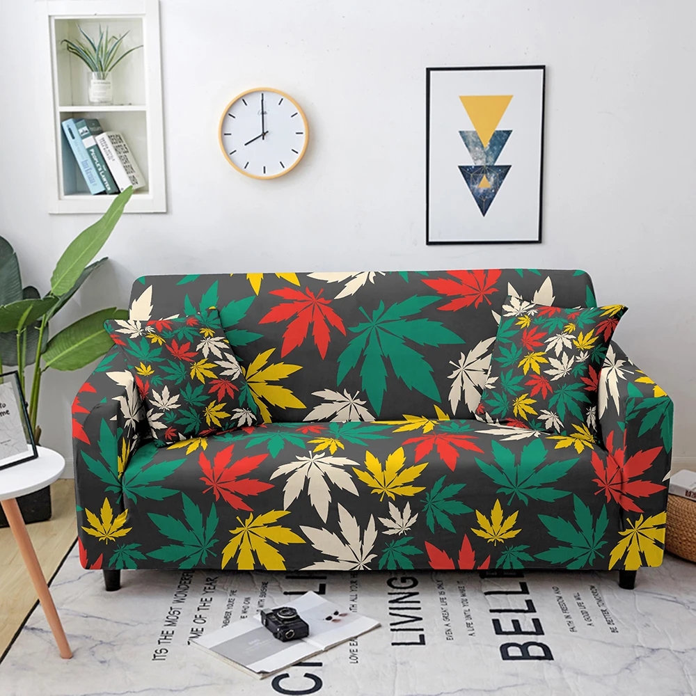 

1/2/3/4 Seater Elastic Sofa Cover Colorful Sofa Protector Cover Maple Leaf Sofa Slipcovers Stretch Couch Covers for Living Room