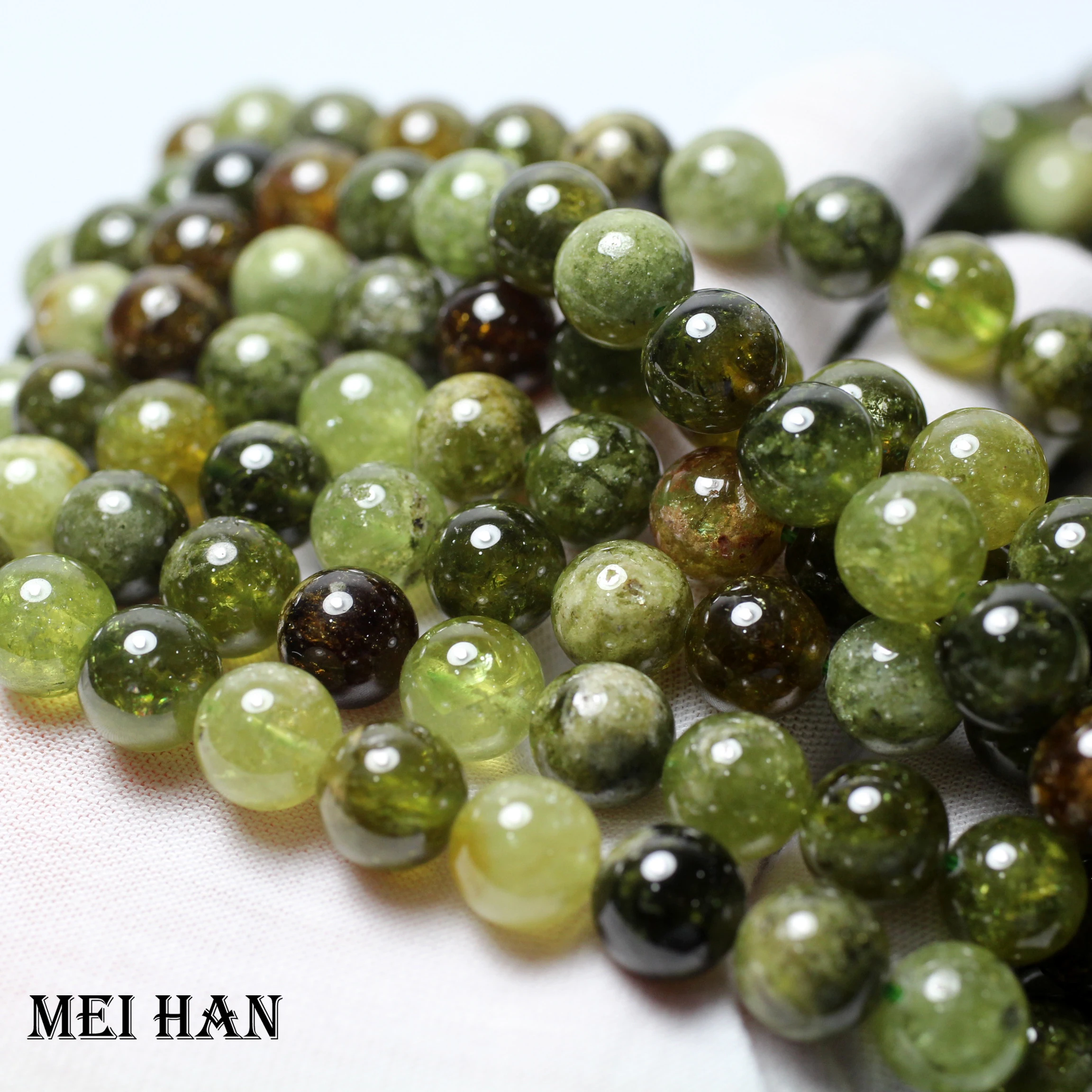 Meihan оптовые натуральные (approx38beads/набор) 10 мм зеленый Гарнетт гладкие круглые