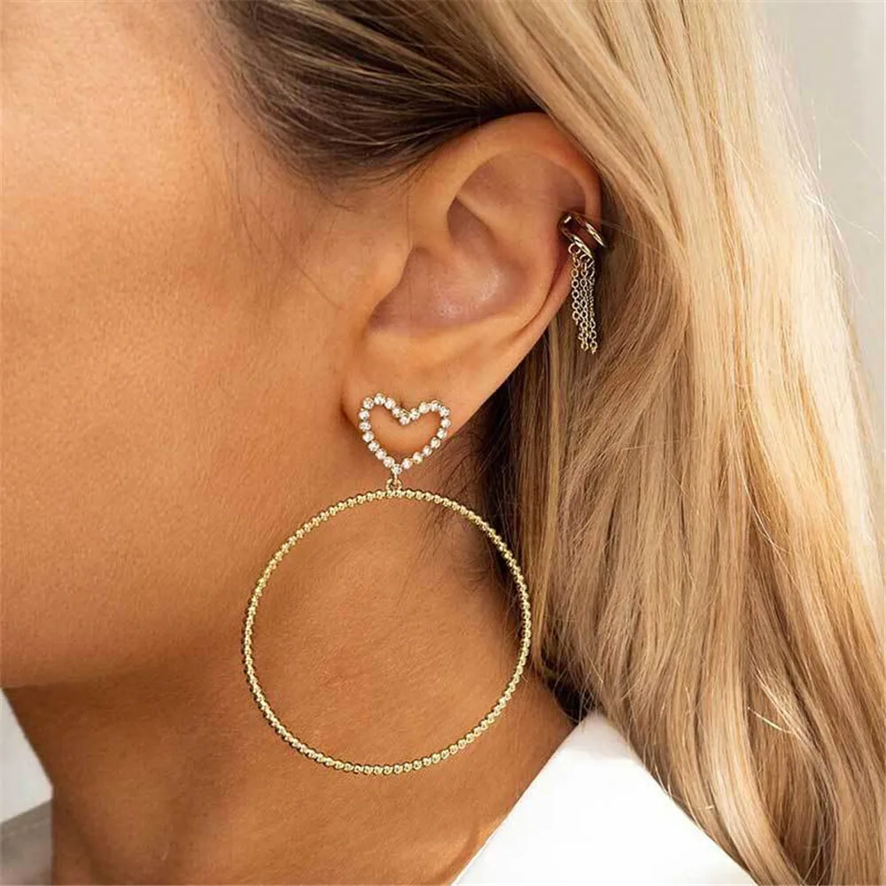 Женские винтажные серьги кольца MLING золотистого цвета с кристаллами в форме