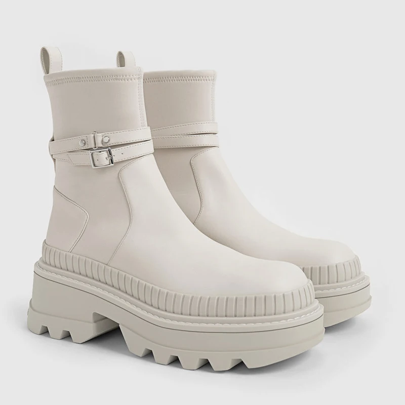 

Shoes Women's Boots Autumn Boots-Women Flat Heel Winter Footwear Round Toe 2022 Ankle Stockings Ladies Rubber Lolita Genuine Le