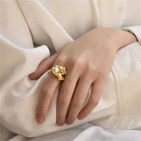fashion pearl refined exaggerated ring geometry gold metal serrated women ring girl party accessories gift 2019