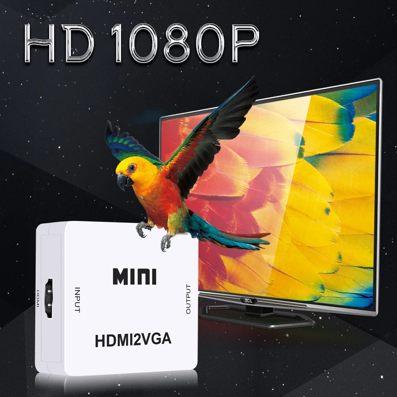 Original HD 1080P MINI HDMI to VGA Converter With Audio Video Box Adapter For Xbox360 PC DVD PS3 | Электроника