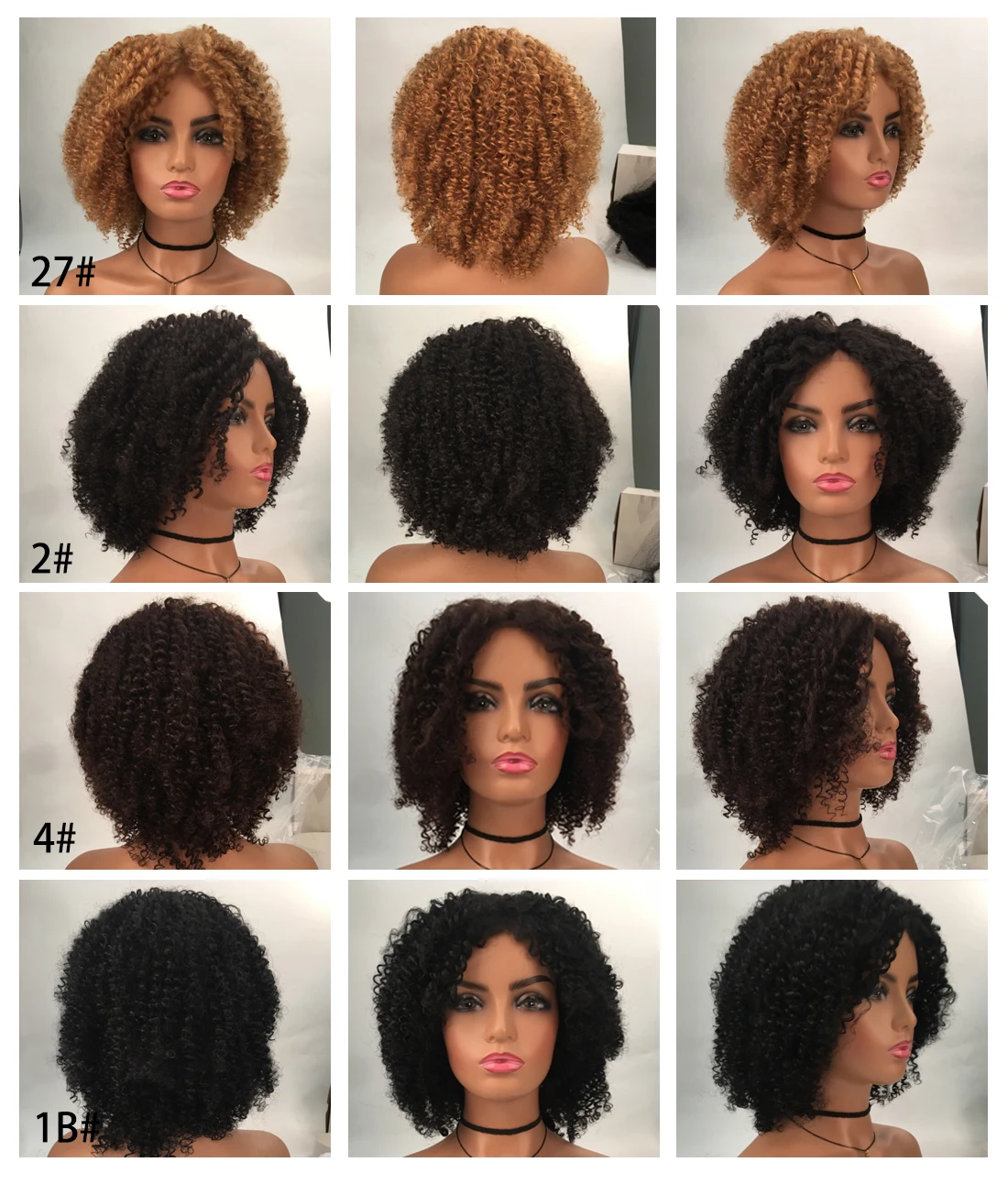 

Lydia Short Kinky Curly Synthetic Wigs For Women Black Free Part Lace Wig Natural Looking Machine-Made Daily&Part Mixed Hair