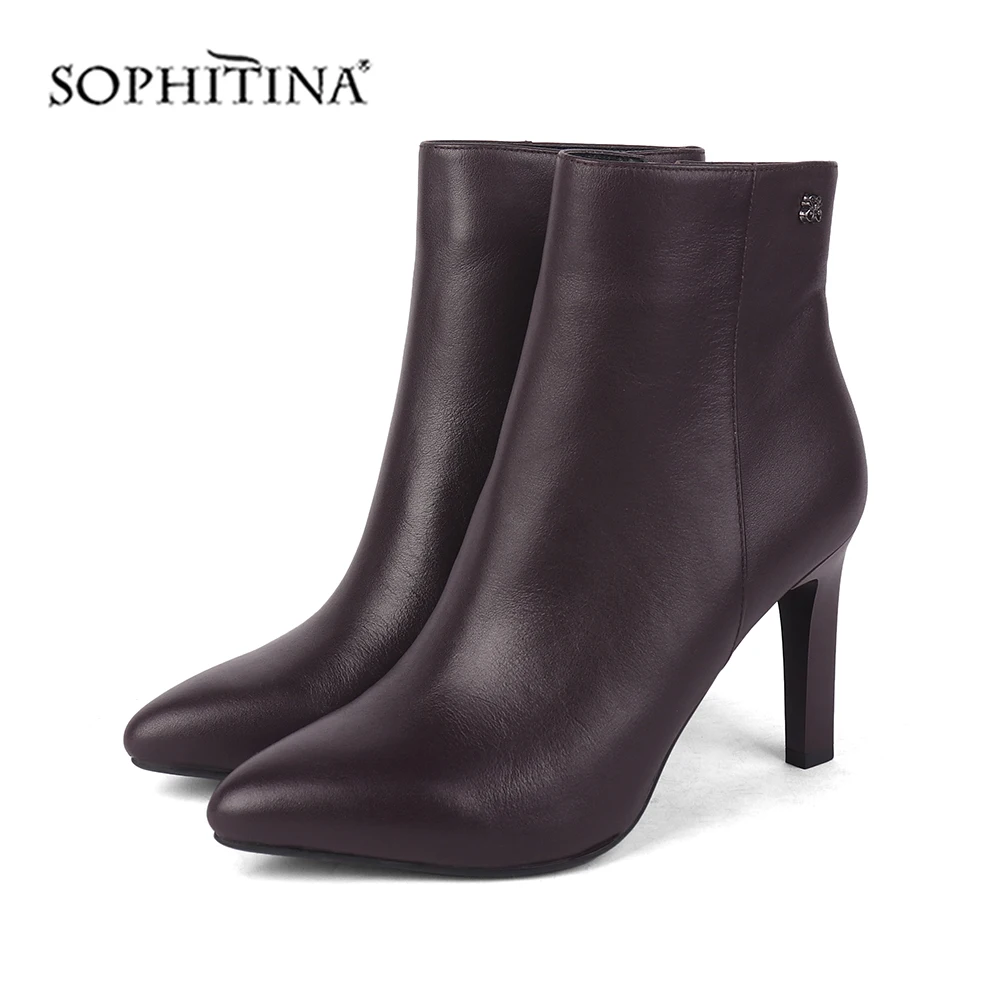 SOPHITINA/пикантные ботинки с острым носком Высококачественная однотонная Новая