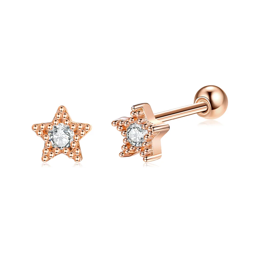 

Korean Hot Selling Simple Star Women Stud Earrings Shiny Zircon Earrings Romantic Fashion 925 Sterling Silver Jewelry Gifts
