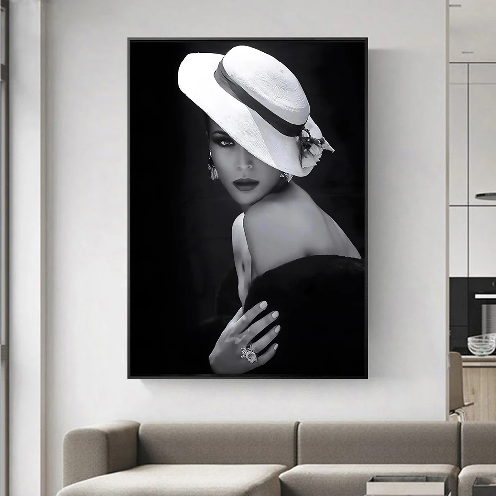 

American Black and White Sexy Women Picture Canvas PaintingOil Painting Poster Modern Wall Art Picture in Livingroom Home Decor