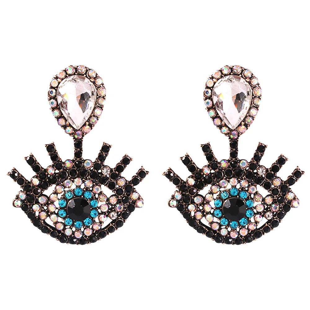 Creative Vintage Turkish Evil Eye Drop Earrings For Women Fashion Fatima Hand Long Dangle Exaggerate Ear Studs Jewelry | Украшения и