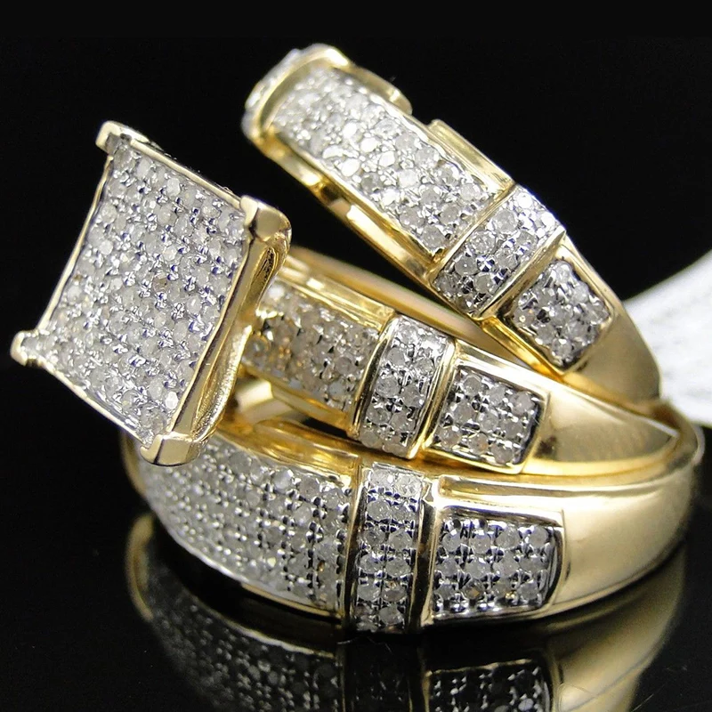 

3 PcsSet Punk Domineering Ring Gothic Dazzling Bling Golden Finger Men Jewelry Anillo Hombre Hip Hop Mens s Z3M239