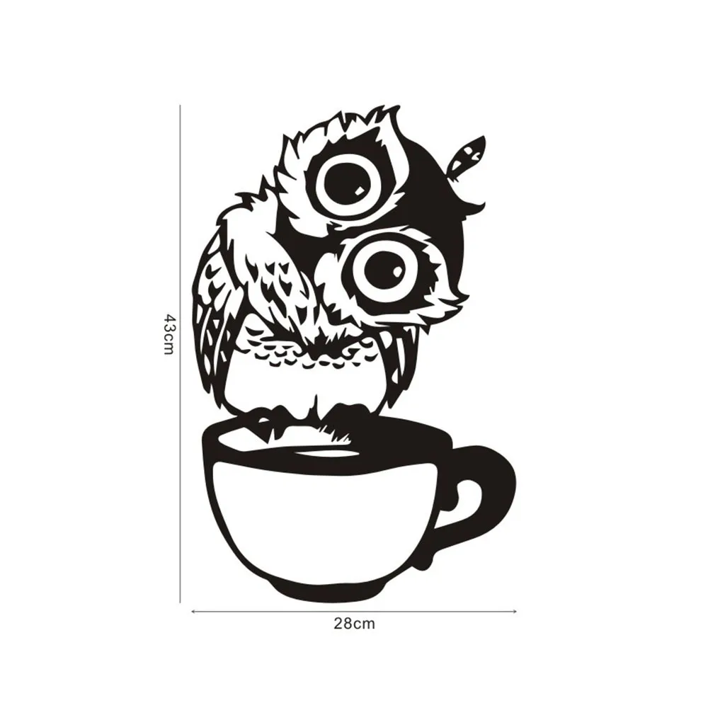 

Cute Cartoon Animal Wall Stickers Owl Cup Kitchen Restaurant Home Decoration Wall Stickers Removable Waterproof Stickers