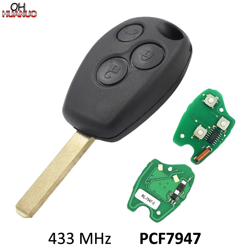 3 кнопки умный пульт дистанционного управления Fob 433 МГц с чипом PCF7947 для Renault Clio3