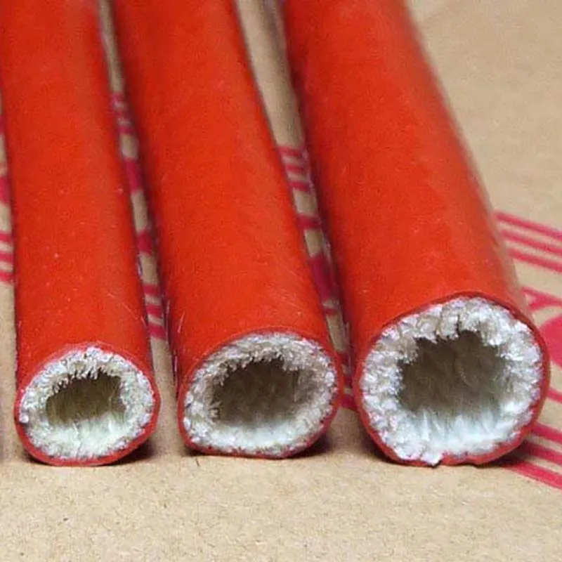 

1Meter 4-130mm Dia Red High Temperature Resistant Fire Retardant Pipe Thicken Insulation Silicone Fiberglass Fibreglass Tube