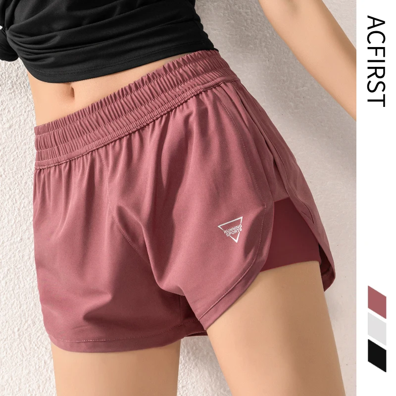 

AcFirst Red White Women Gym Pocket Running Shorts Breathable Quick Dry Short Workout High Waist Fitness Sportwear Plus Size