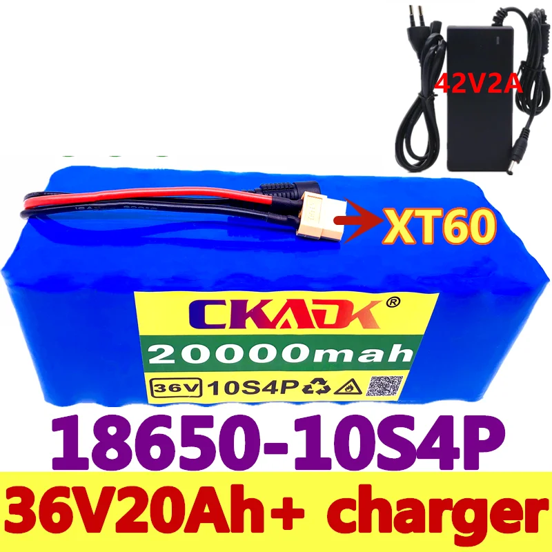 

36V 10S4P 20Ah battery pack 1000W high power battery 42V 20000mAh Ebike electric bicycle BMS 42v battery with xt60 plug+charger