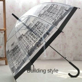 

Transparent Little Beard Long Handle Umbrella Super Light Cartoon Lace Apollo Umbrella 3D 8 Bone Semi-Automatic Umbrellas