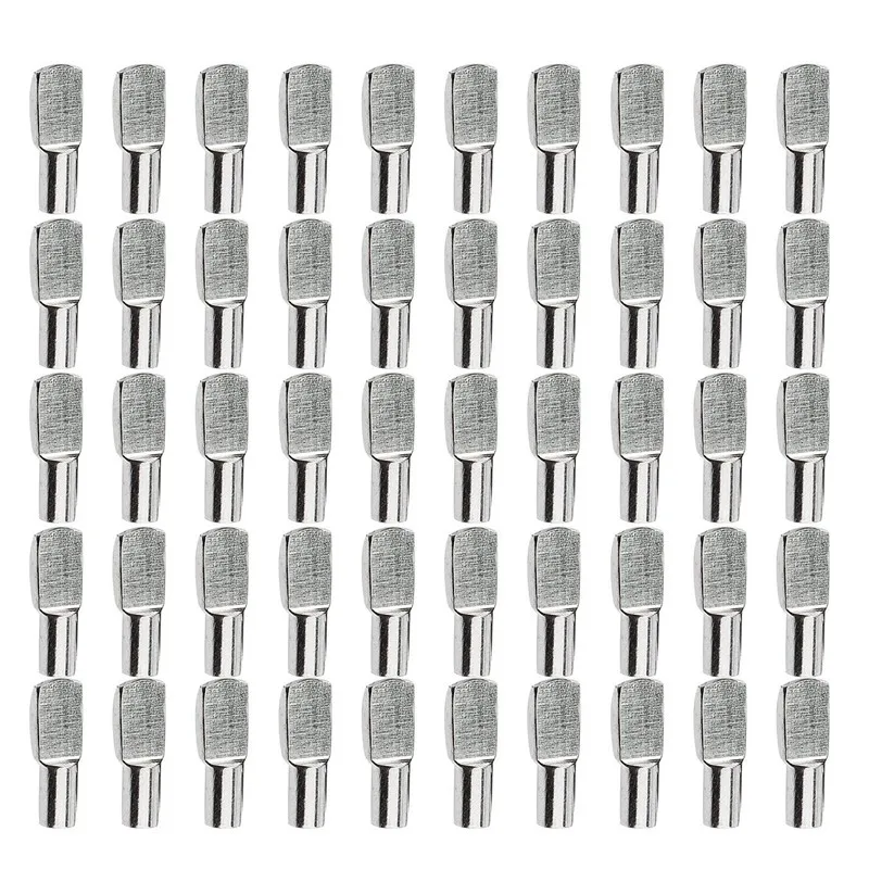 

5mm Shelf Pins, Spoon Shape Cabinet Furniture Shelf Support Pegs Nickel Plated, 50 Pcs