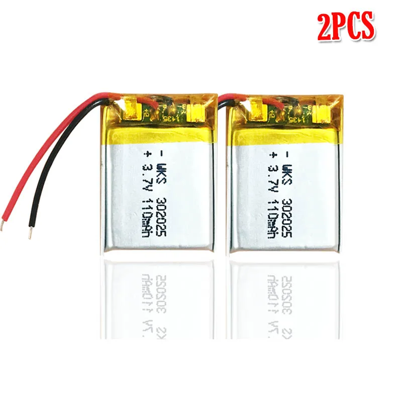 2pcs 110mAh 3,7 V 302025 ithium полимерный аккумулятор для gps psp MP3 MP4 MP5 DVD маленькие игрушки батарея Bluetooth динамик литий-ионный аккумулятор - Цвет: 2pcs