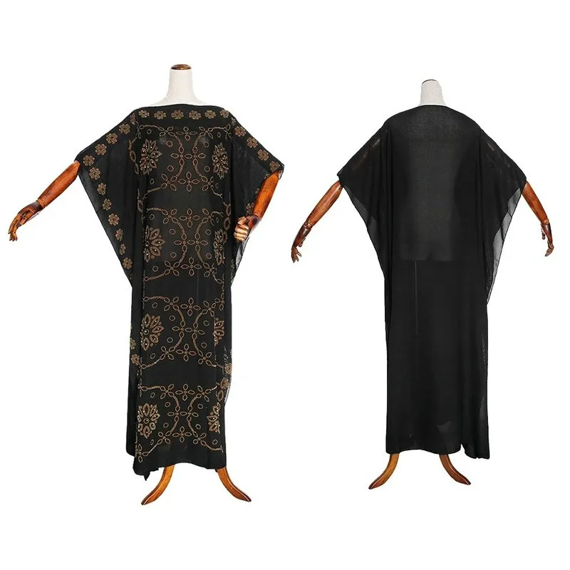 

African Woman Clothes Slash Neck Batwing Sleeve Dresses Robe Women Africa Traditional Clothes Loose Bazin Riche Diamond Dresses