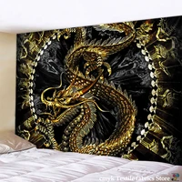 chinese dragon totem tapestry cartoon castle wall hanging room carpet bedspread beach mat tapis home decor tapestries art home