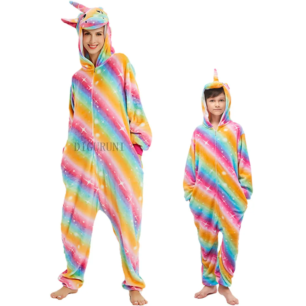 Милые фланелевые комбинезоны с единорогом для взрослых Вечерние всей семьи