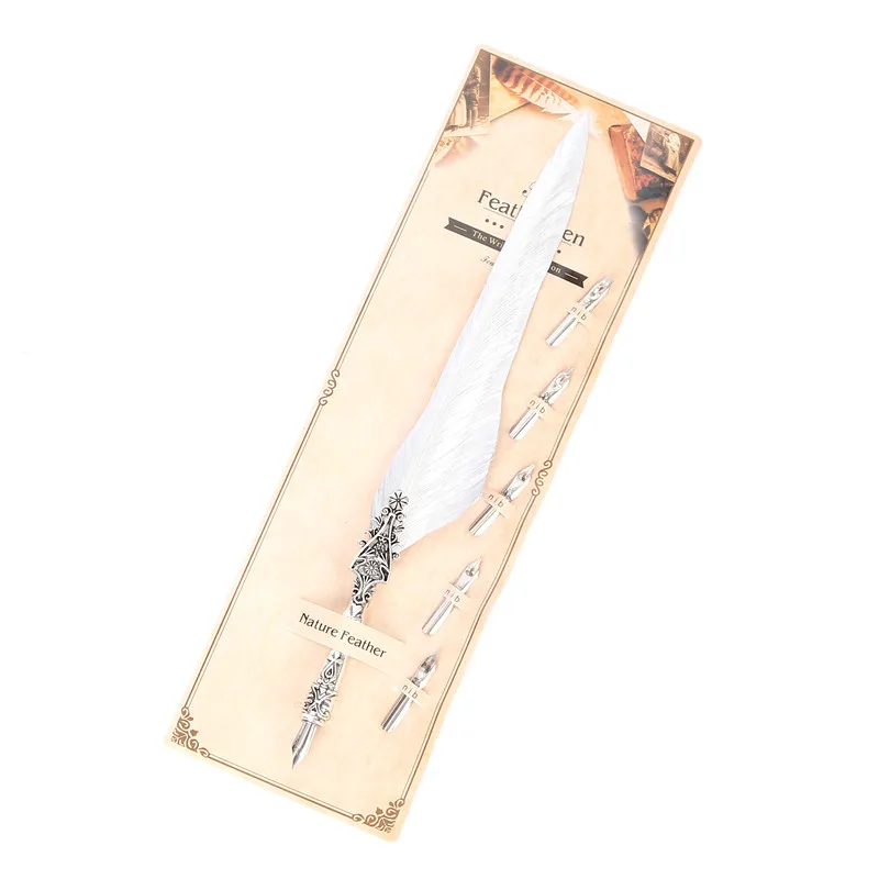 Ручка Rtro с перьями креативный набор круглыми ручками подарок учителю