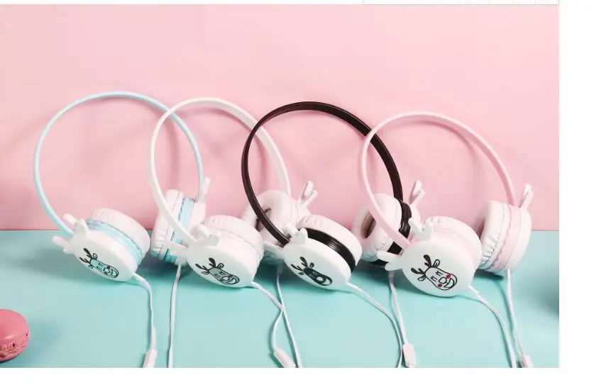 Новые наушники с рисунком оленя сабвуфер гарнитура проводные детские микрофоном