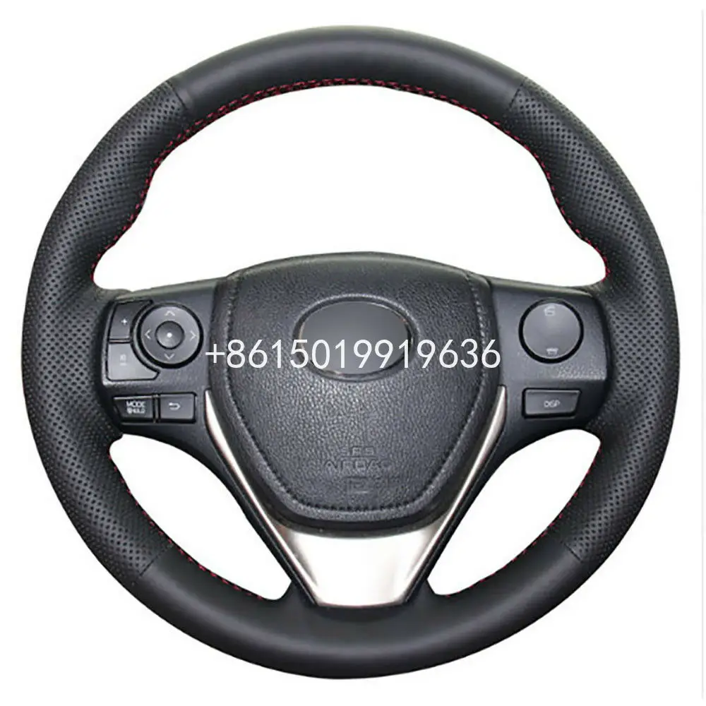 

Чехол из черной кожи для руля автомобиля Toyota RAV4 2013-17 Corolla 2014-17 Auris 2013-16 Scion iM 2016