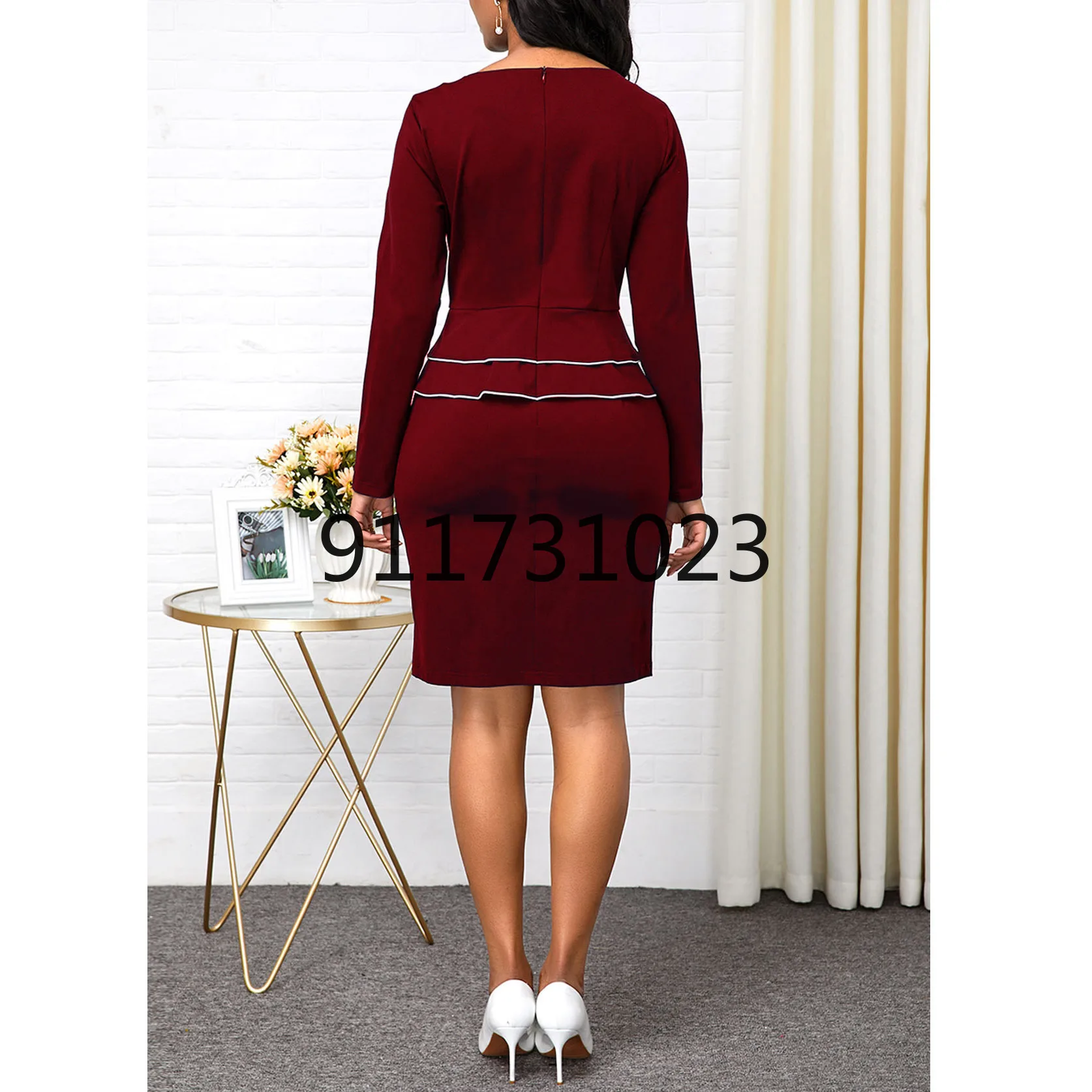 Женский комплект из двух предметов элегантный топ с длинным рукавом и V-образным