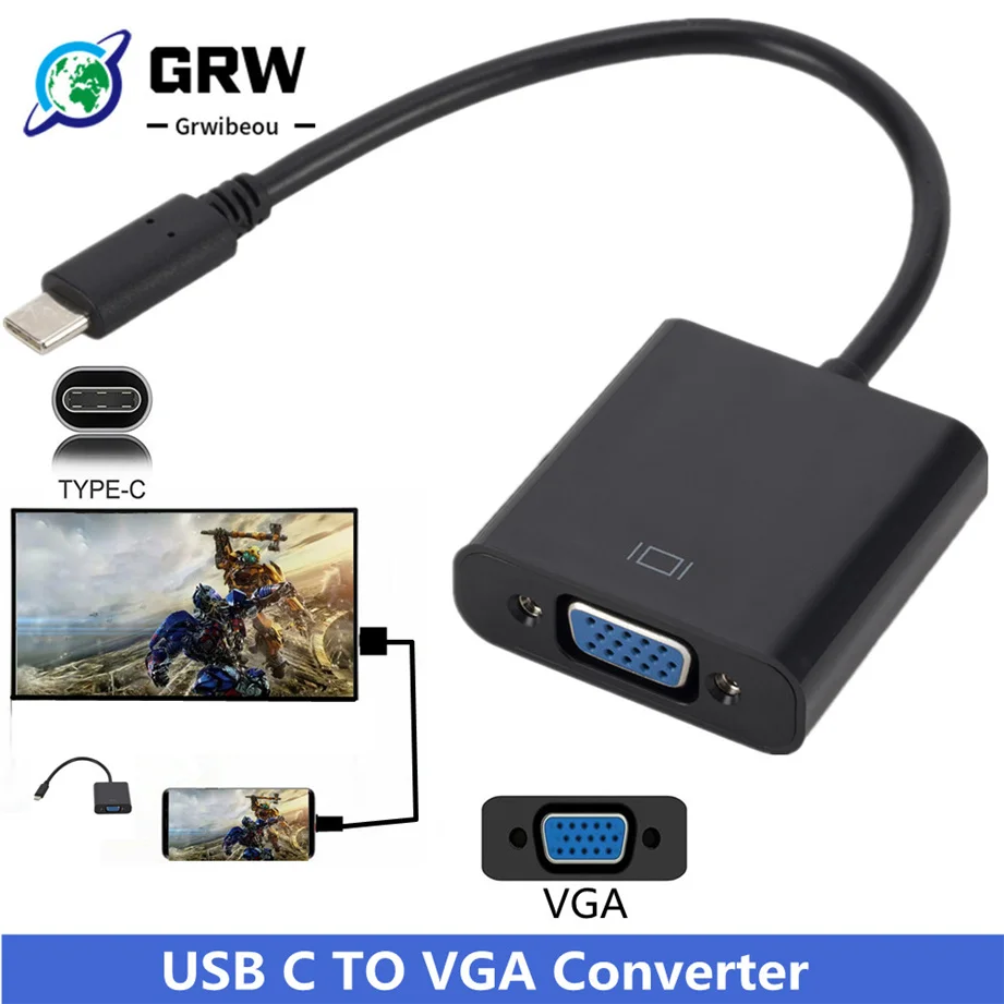 Cable adaptador tipo C a VGA hembra USBC USB 3,1 a VGA...