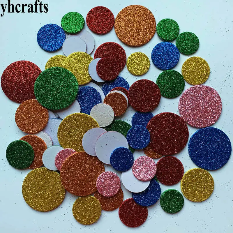 65PCS round 1 пакет/Партия. Смешайте Цветок звезды сердца блестящие наклейки из пеноматериала, детские игрушки. Набор для скрапбукинга. Раннее обучение DIY. Детский сад ремесло - Цвет: 65PCS round