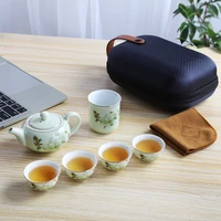 travel tea set portable kung fu tea set annual meeting gift magnolia painting landscape painting office tea set tea cup teaware