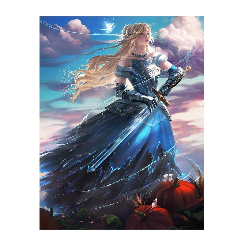 

Fairy Princess Woman Warrior Canvas Painting Custom Print Video Game Anime Poster Wall Art Picture for Bedroom Living Room Decor
