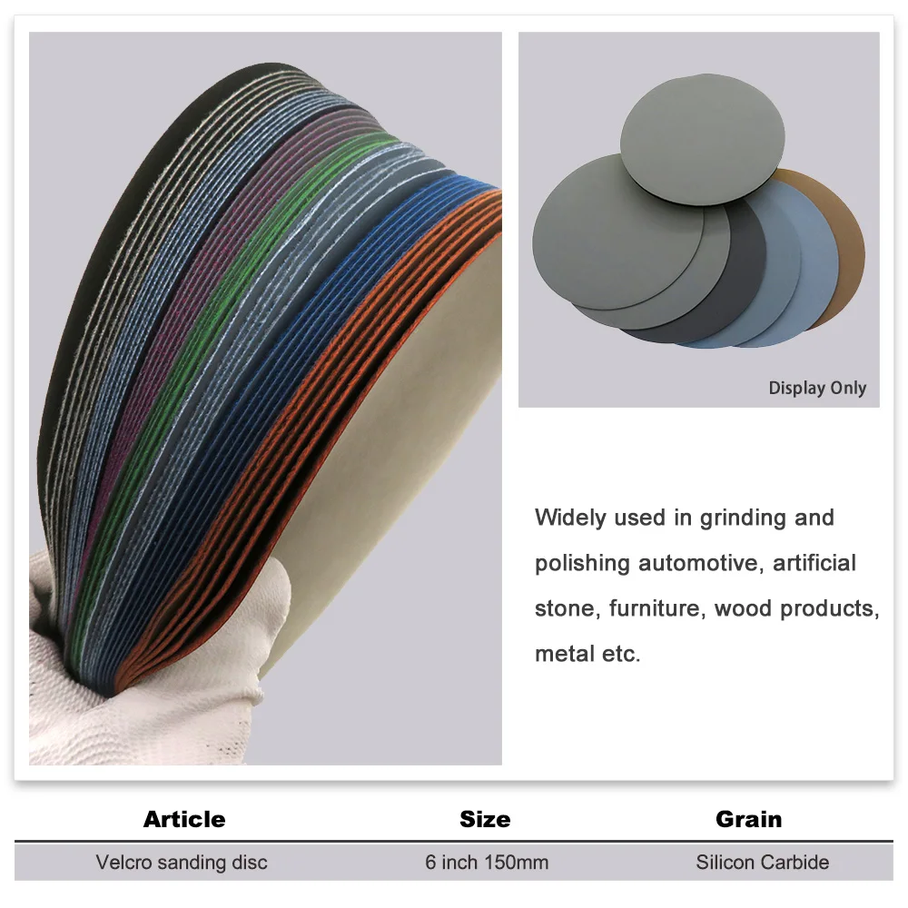 10 шт 6-дюймовая Флокированная водостойкая абразивная Шкурка наждачная бумага от