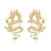 chinese dragon dangle earrings for women girls retro punk animal dragon totem statement earrings fashion jewelry gift