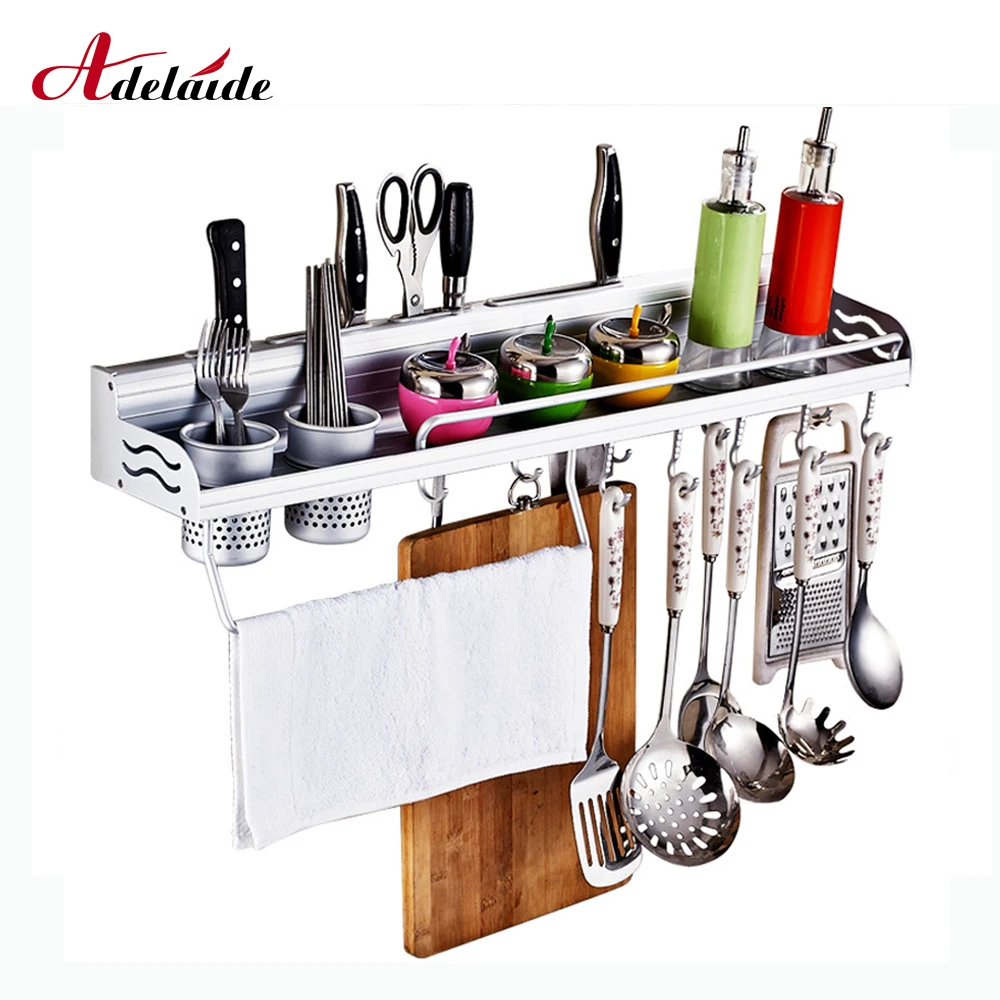 Кухонный держатель свободного отверстия на стене ножа подвесная полка кухонная