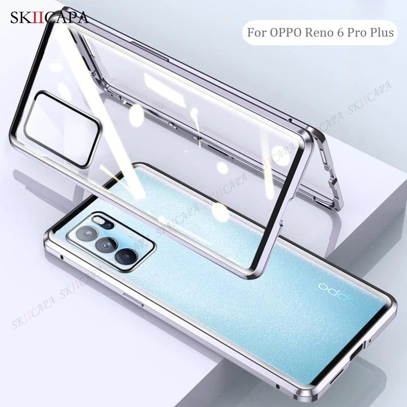 

Magnetic Adsorption Double Side Phone Case For OPPO Reno 6 Pro Plus 5G 9H Tempered Glass Protective Cover For OPPO PEQM00 PEPM00