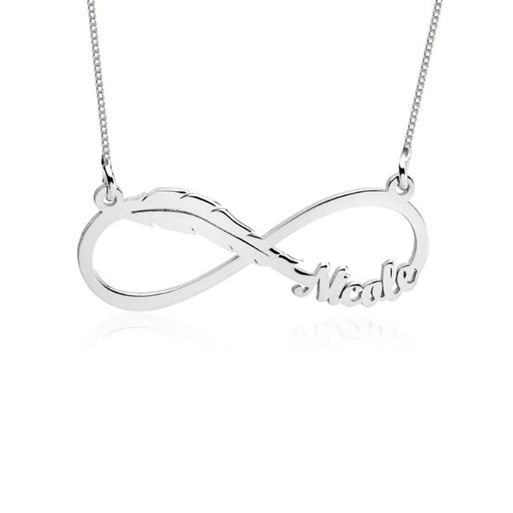 RIR перо имя ожерелье бесконечность в сочетании с Имя Пользовательское