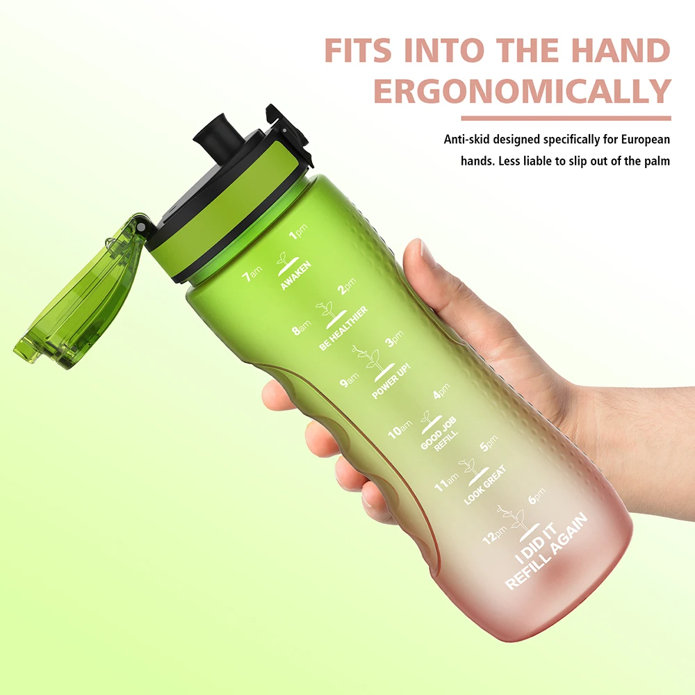 

Бутылки для воды Kitart, пластиковые, без БФА, с маркером времени, герметичные, 25 унций, для детей, женщин, мужчин, открываются одной рукой