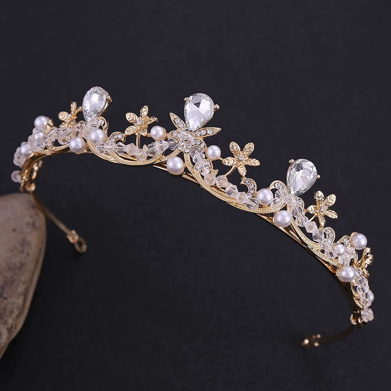 Жемчужная Диадема со стразами головной убор хрустальные тиары и короны