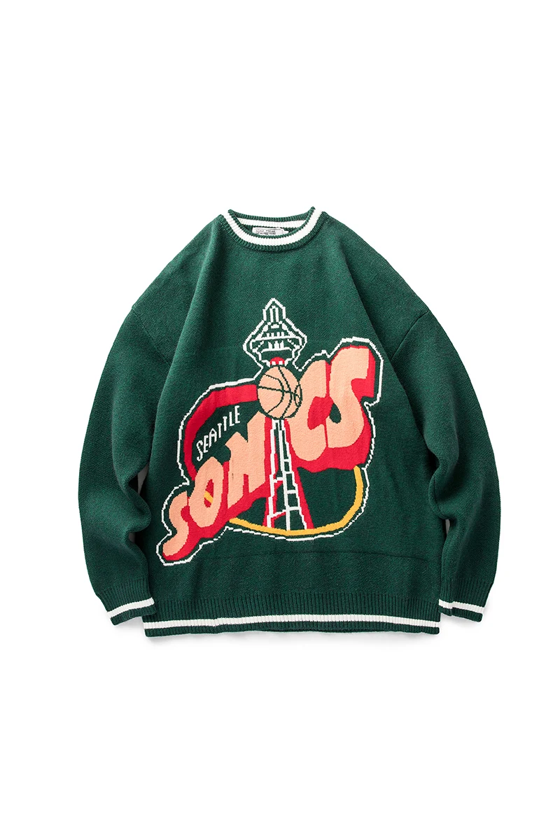 Новинка Осень-зима 2021 пуловер в полоску с круглым вырезом американском