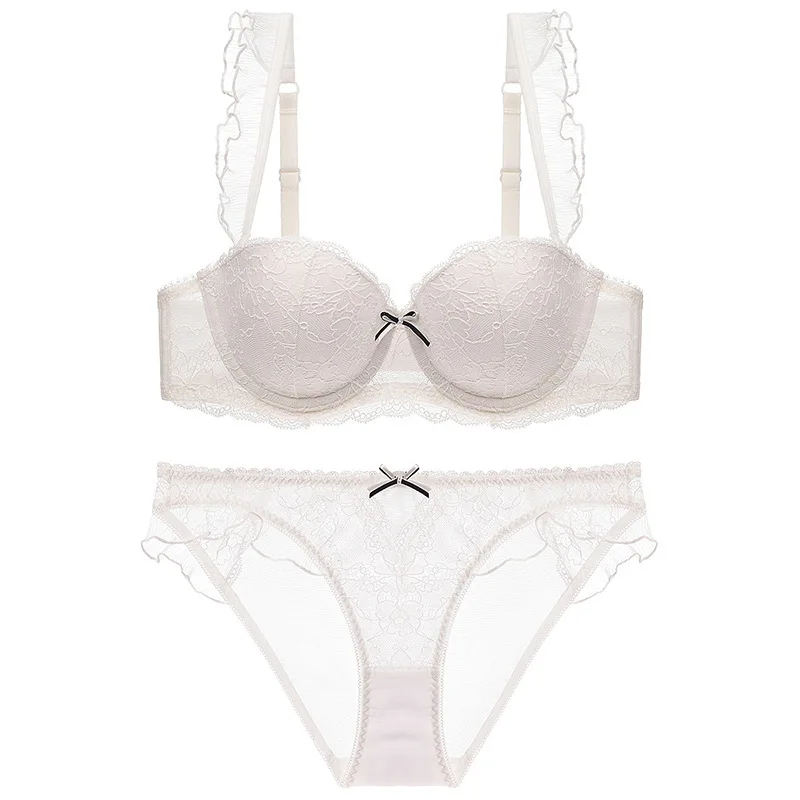 

Womens Underwear Bra and Panty set Padded Removable Push up Comfortable ABC Cup Sweet Sexy Lace Edges tops Lingerie Set