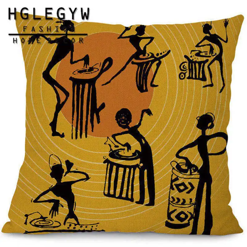 Наволочка для подушки в этническом африканском стиле танцующая женщина