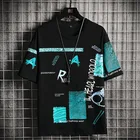 Футболка мужская хлопковая с коротким рукавом, свободная рубашка в стиле хип-хоп для молодых людей, топ с рукавом, футболка, уличная одежда, 3XL, на лето