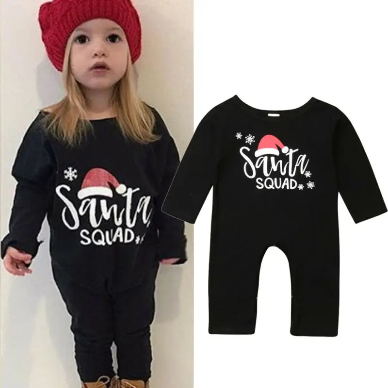 Милый Рождественский детский комбинезон с круглым вырезом и длинными рукавами